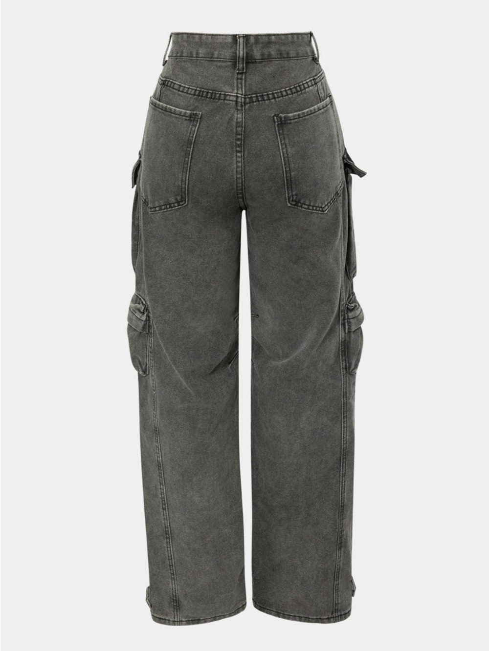 MICAS High-Waist Cargo Wide Leg Jeans - Washed Gray - Picture 2 of 9